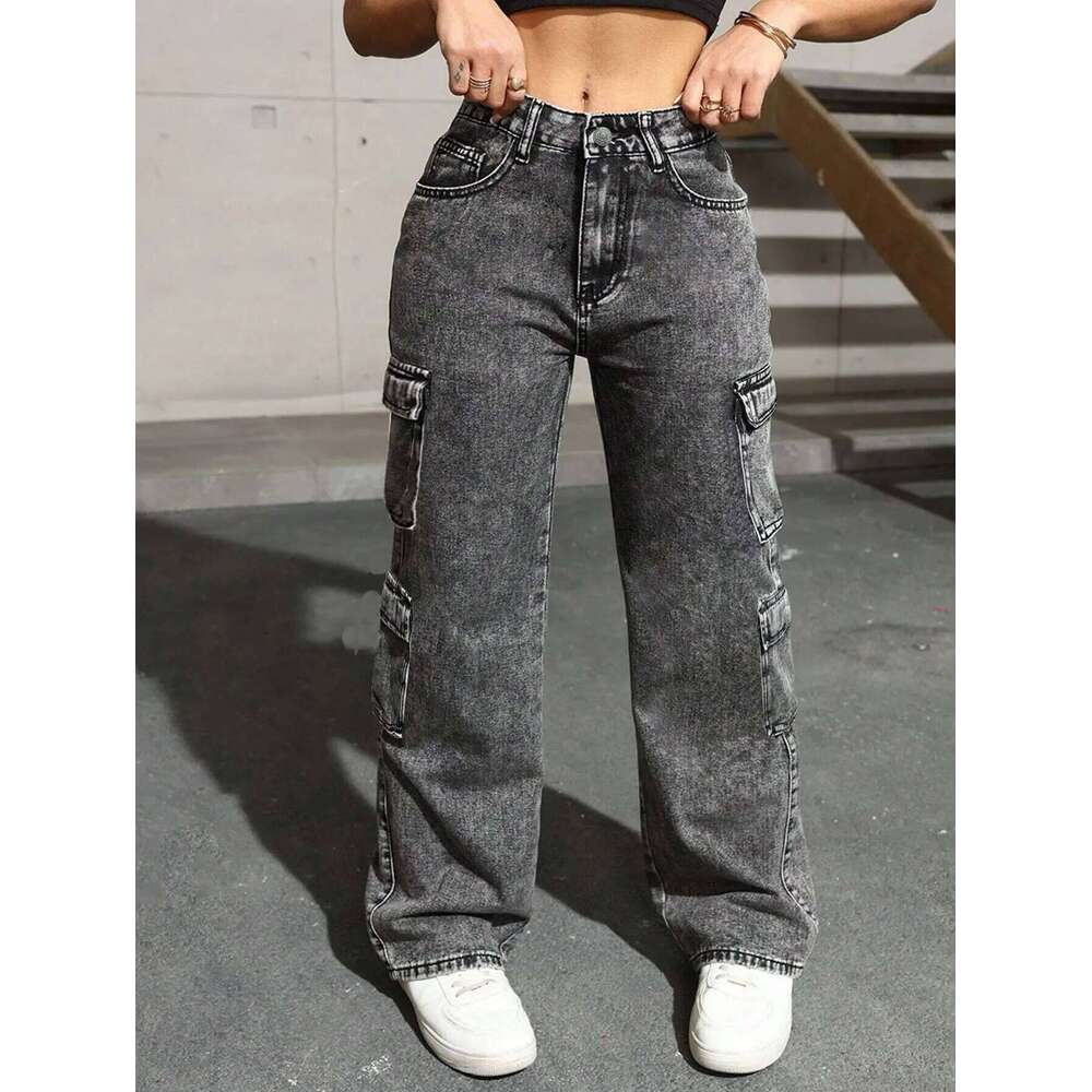 Womens Y2k Jeans High Waist Stretch Cargo Pants Multiple Pockets Casual Trousers For Ladies Fashion Retro Style X251224