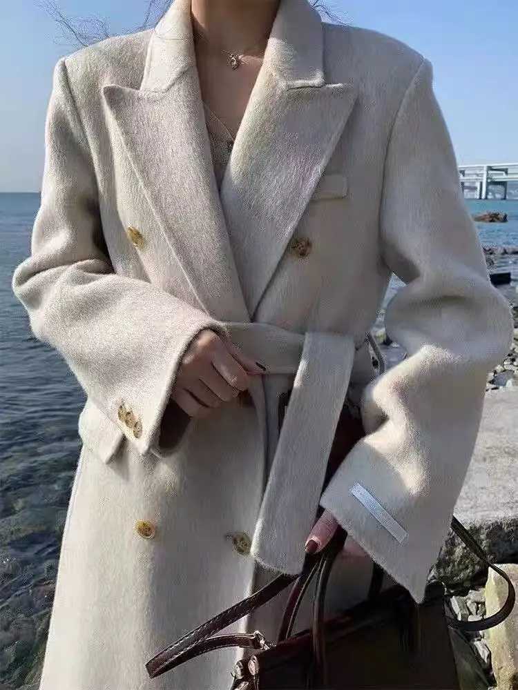 Fashion Double-Sided Wool Coat Womens Autumn And Winter New Style Suit Collar High-End Mid Length JacketT251224