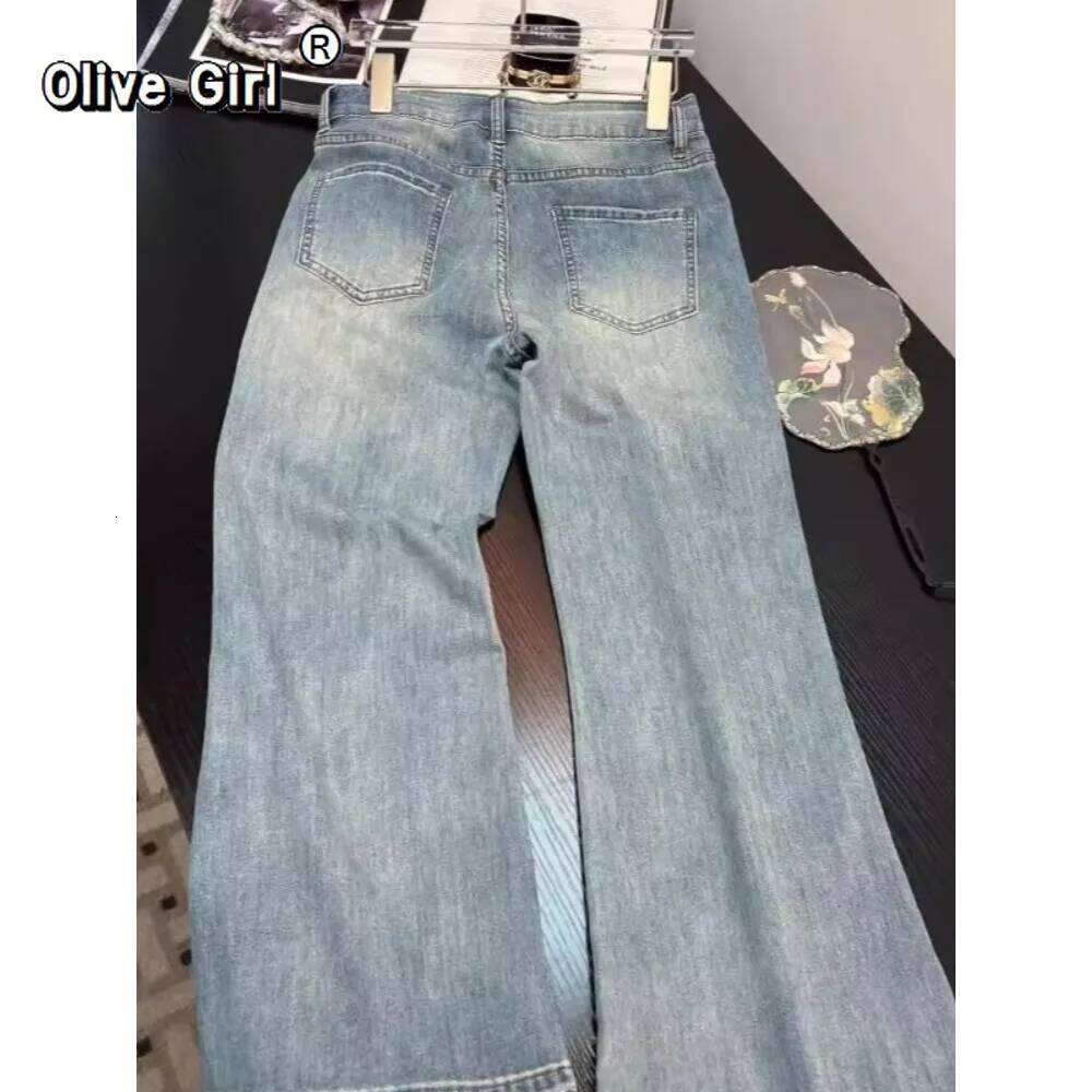 Jeans Casual Embroidered Wide Leg Jean Women's Pant Clothing 2026 Spring Trouser Summer High Waisted Elegant High-end X251224