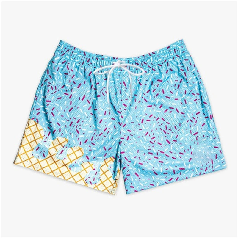 Polyester Breathable 3D Print Ice Cream Beach Short Summer Vacation Leisure Loose Board Shorts Children Funny Men Pants 251223