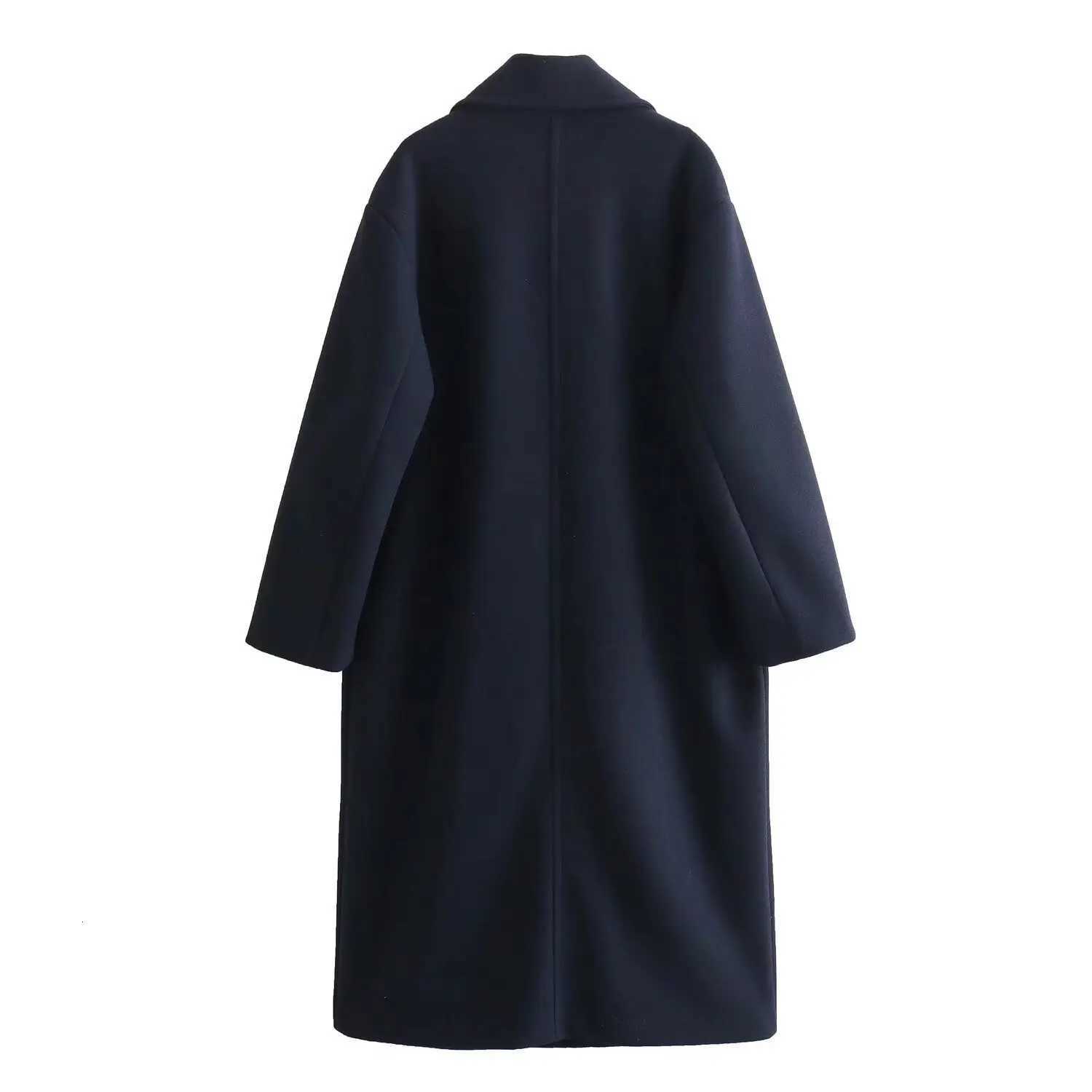 Womens Soft Loose Woolen Coat Long Sleeve Welt Pockets Oversized Female Outerwear Chic Overcoat FashionT251224