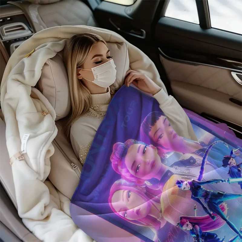 LUXURY K-Pop Demon Hunters Blanket Girls Boys Plush Throw Blanket Novelty Warm Blanket All Season Gift for Bed Sofa Office Camping TripXJ251224