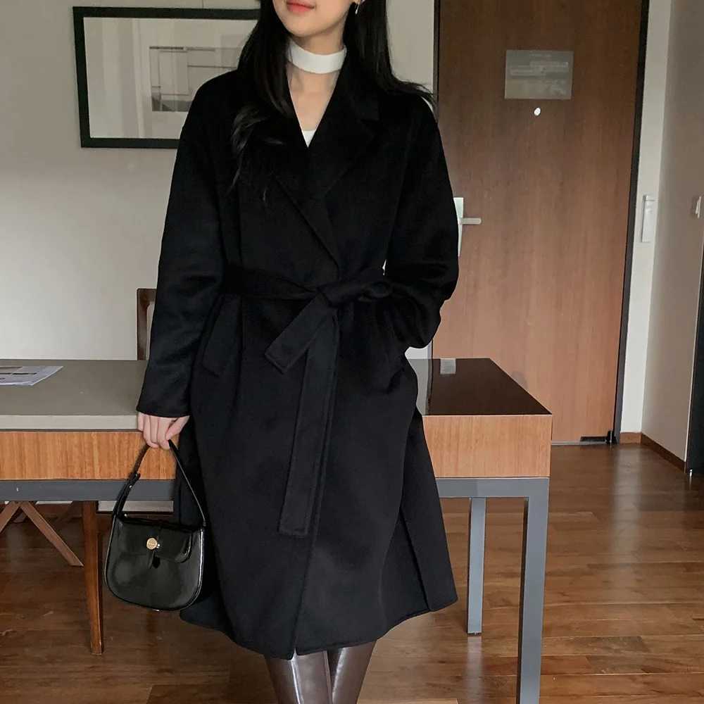 Sweet Hot Girl Retro Loose Double-Sided Wool Coat Womens 2025 Autumn Winter Woolen Coat Fashion Female ClothesT251224