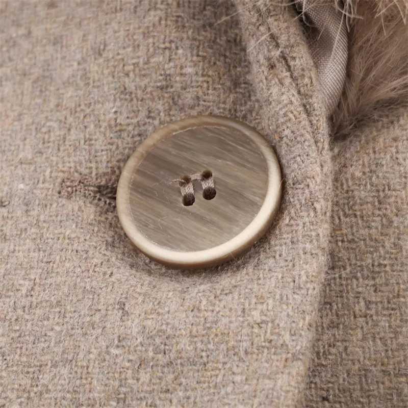 Womens Coat 2025 Autumn New Arrivals Khaki Long-Sleeve Belted Faux Fur Collar Coat Casual FashionT251224