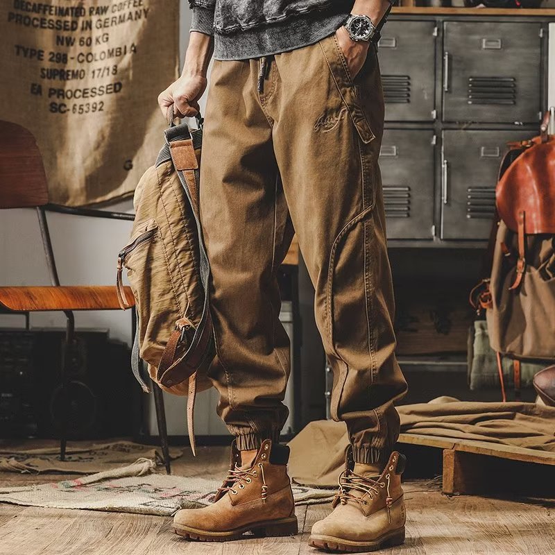 American Heavyweight Cargo Pants for Men, 2025 Fall & Winter New Style, Oversized Trendy Casual Pants, Streetwear Cuffed Trousers
