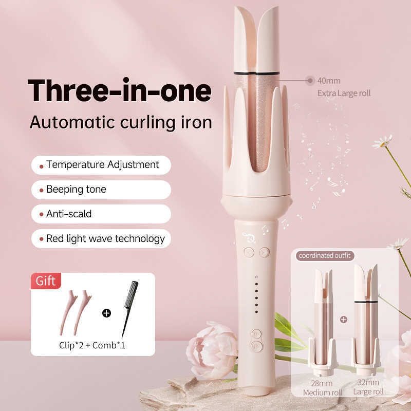 Fully automatic hair curling iron with three functions - 32mm head change straightening device for wavy and curly hair, negative ion straightening com