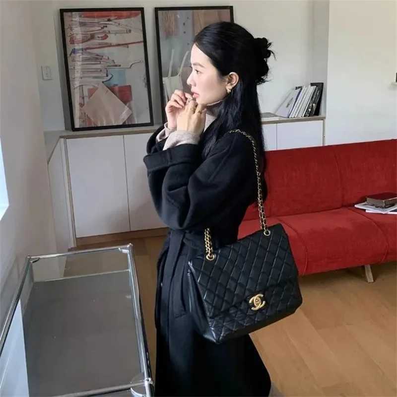 Winter Korean Handmade Double Breasted Long 100 Wool Coat Women Casual Loose Lacing Belt Woolen Overcoat OversizedT251224