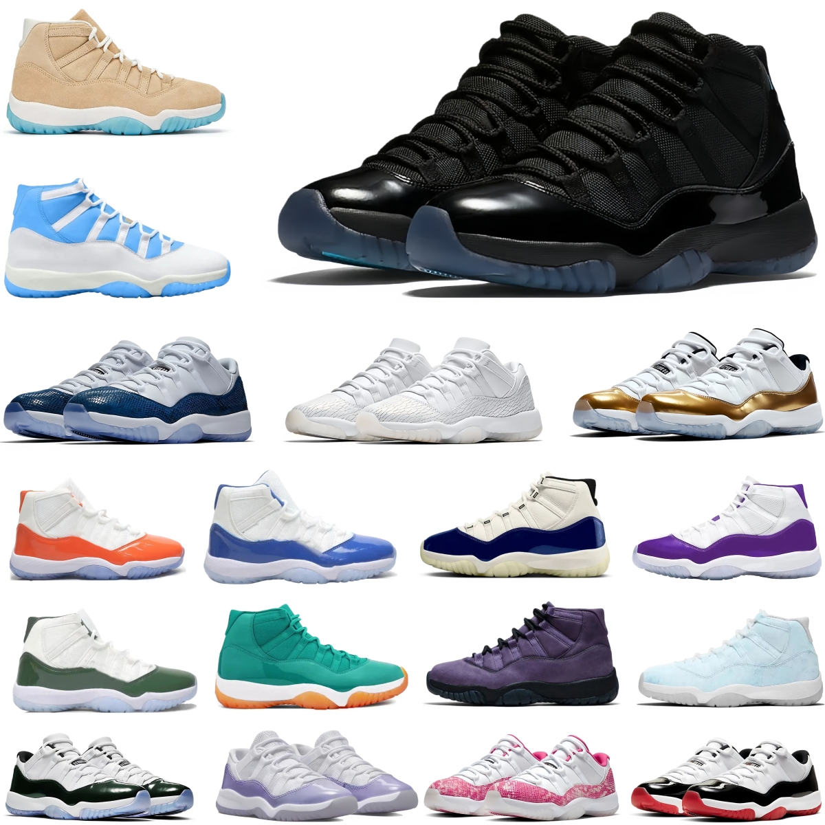Designer Basketball Shoes 11s Sneakers 11 Cement Grey Low Blue Cool Grey Black Women Man Concord Snakes Skin Pink Bred University Blue Outdoor Sports With Box