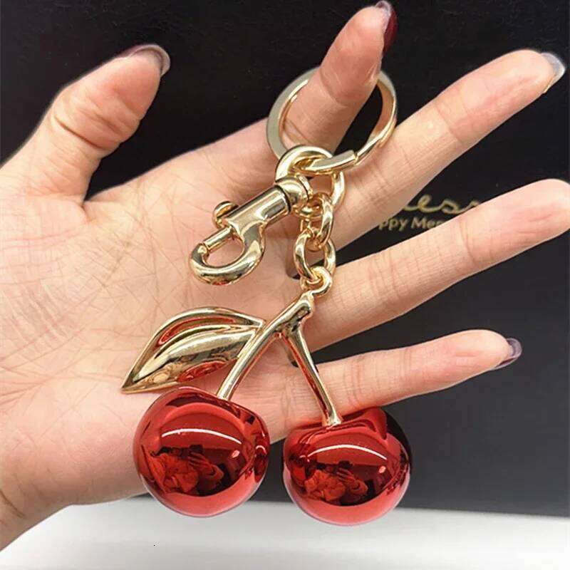 Fashion Glitter Mirror Face Red Cherry Pendant For Handbag Shoulder Bags Women's Keychain Bag Charms Accessories Gift X251224