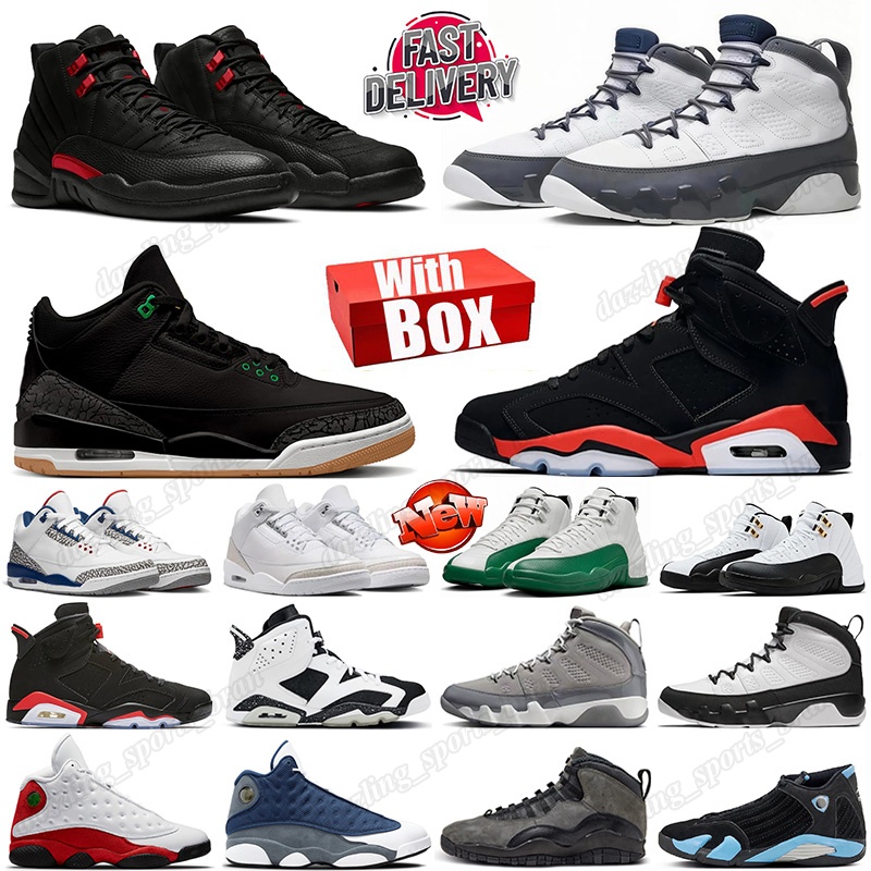 6s 3s 12s 9s With Box Basketball Shoes Mens Womens Pure Money Black Cat Reverse Infrared Oreo Flint Grey Space Jam Bucks Taxi Bloodline Outdoor Sports Trainer Sneakers