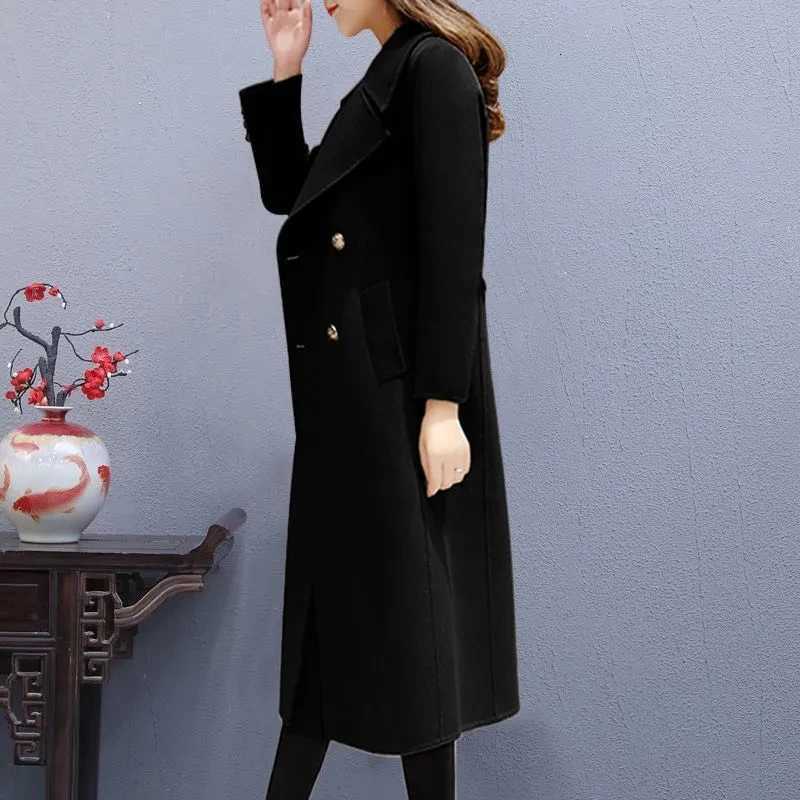 S-5XL High Quality Cashmere OutCoat For Womens 2025 New Winter Fashion Loose Fitting Long Woolen Coat Double-Breasted OutCoatT251224