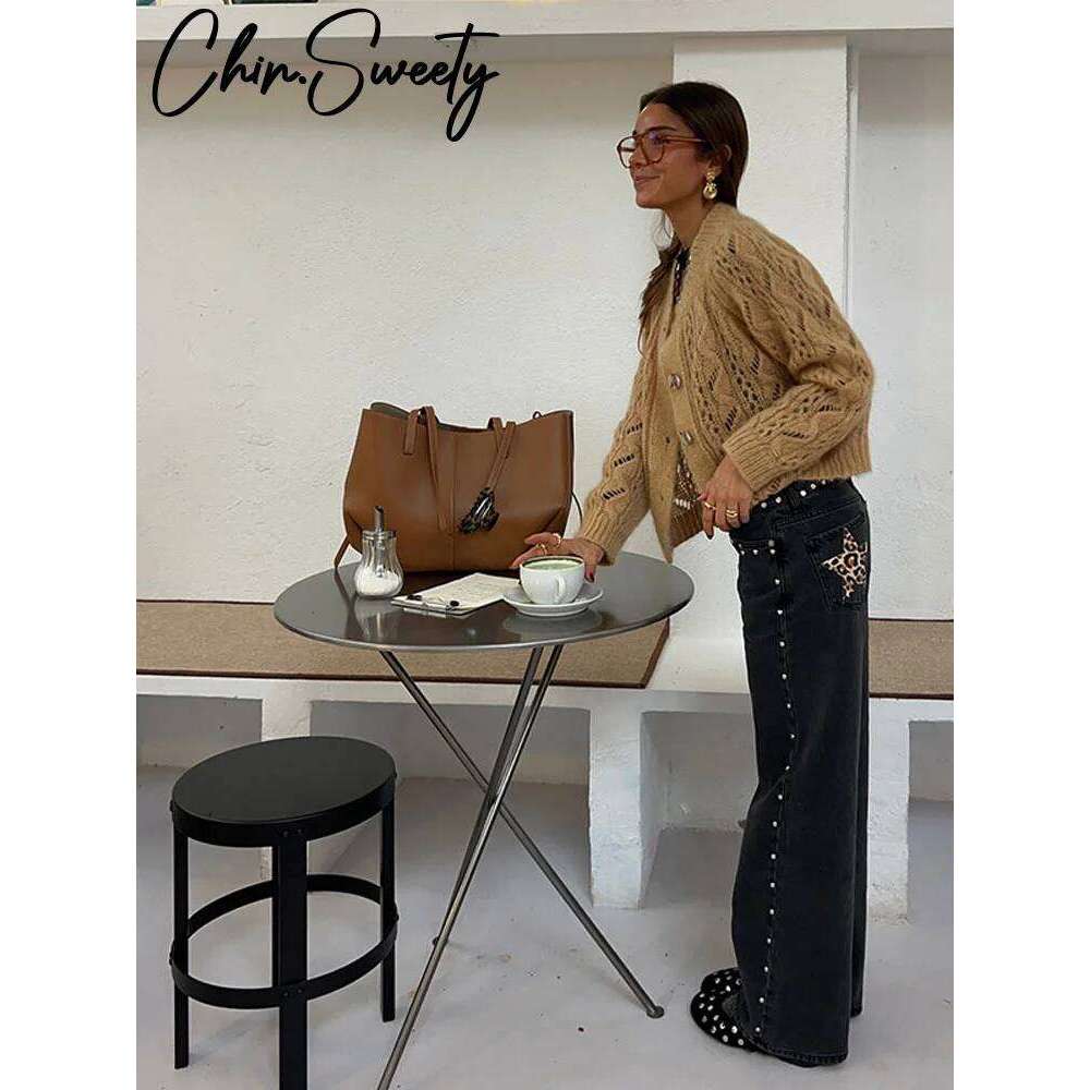 Fashion Leopard Star Print Jeans Women High Waist Zipper Straight Wide Leg Pants 2026 Spring New Lady Casual Streetwear X251224