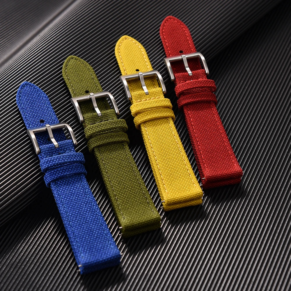 Premium Sport Sailcloth WatchBands for Men Women 18mm 20mm 22mm Quick Release Nylon Watch Strap Leather Strap for Watch 251223