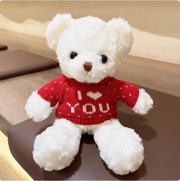 30 CM Viral Teddy Bear Bouquet Gift, Knit Sweater Plush Toy Valentine's Day, Cuddly Stuffed Animal for Hugging & Decoration W260306