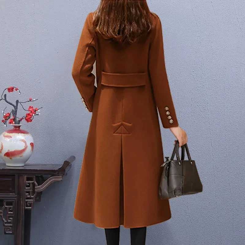 S-5XL High Quality Cashmere OutCoat For Womens 2025 New Winter Fashion Loose Fitting Long Woolen Coat Double-Breasted OutCoatT251224