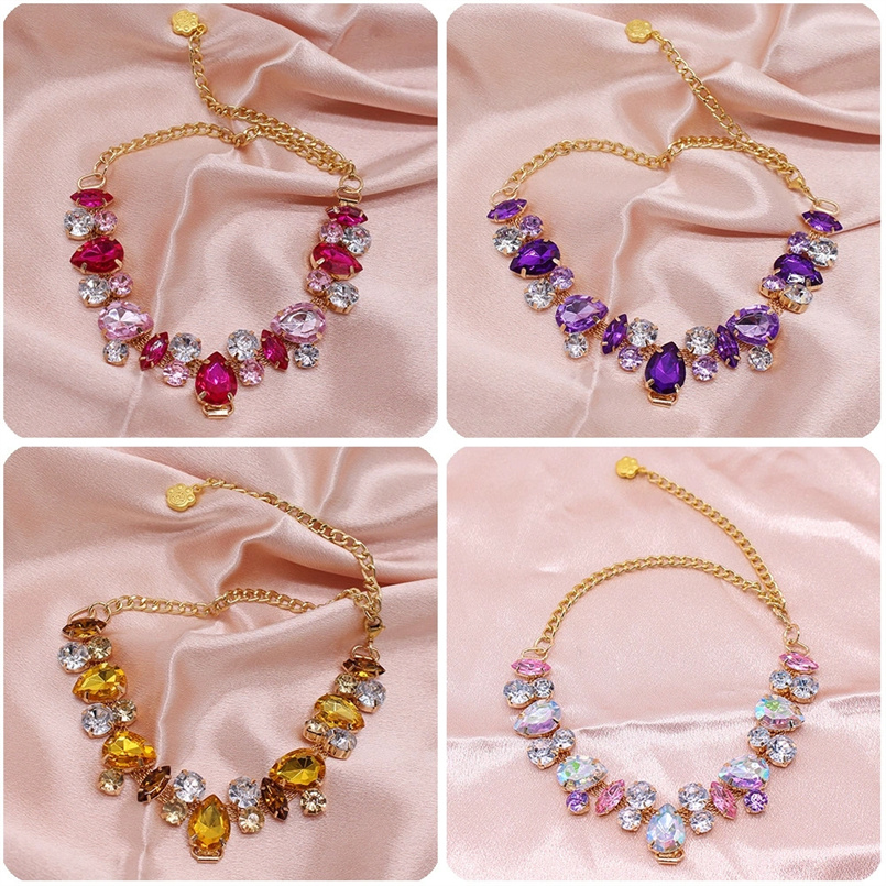 Elegant Pets Gemstone Pearl Necklace Full Diamond Princess Collars Wedding Birthday Cat collars