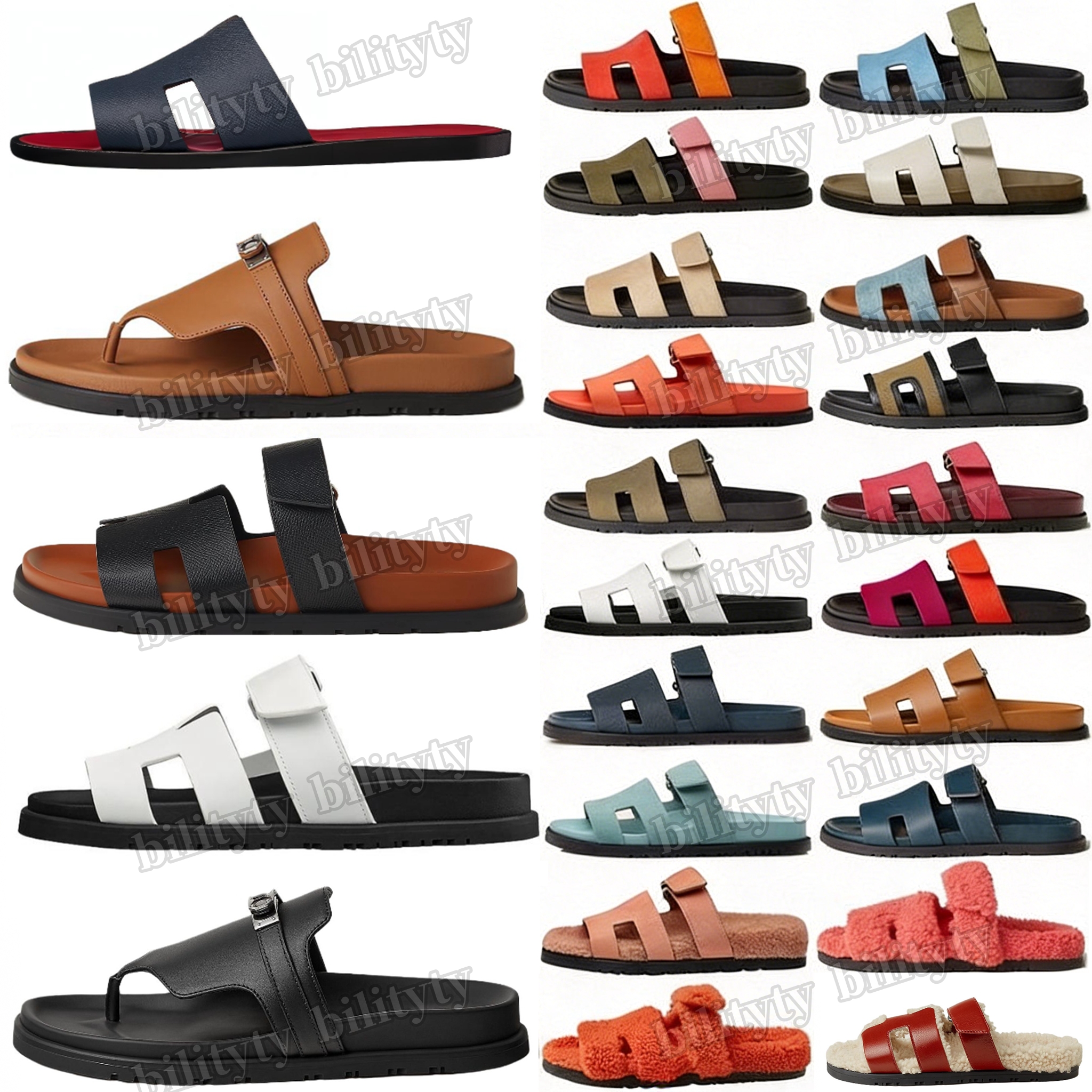 Oran chyres free shipping Men women slippers designer sandals lzmir flip flop leather calfskin sandals summer beach slides Vacation Flat Sandals