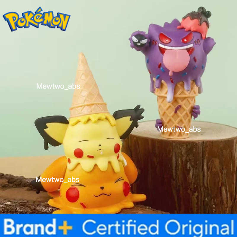 Pokemon Anime cartoon Pokmon Ice Series Hand Figure Cone Pikachu Doll Model Psyduck Desktop Ornament CHIldrens Toy Gifts W251224