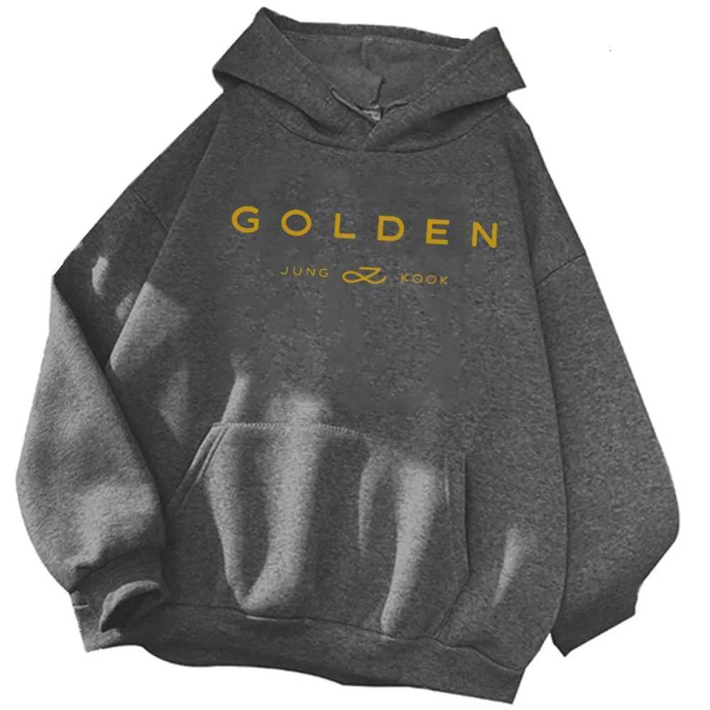 Korean Popular Jungkook Kpop Mens Hoodie Fall Winter Warm Mens Sweatshirt Gold Letter Print Mens SweatshirtT251224 - view 6