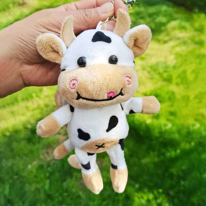 1PCS New Soft Cow Dolls Plush Toy Women Bag Animal Keychain Cute Pendant Decoration Key X251224