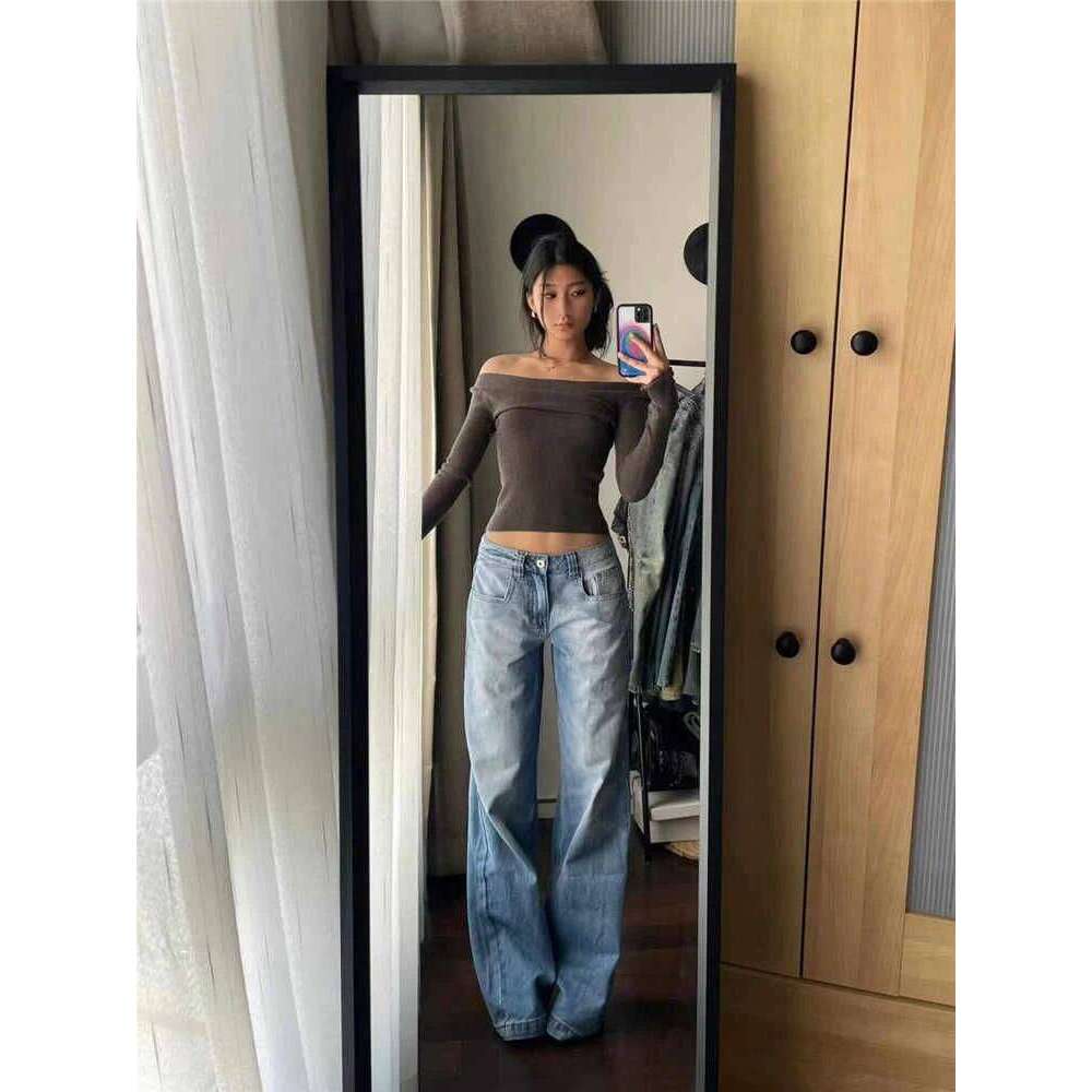 2025 Autumn Winter Women's Low Rise Vintage Denim Pants Y2K 2000s Baggy Jean Japanese Harajuku Wide Fit Jeans Korean New X251224