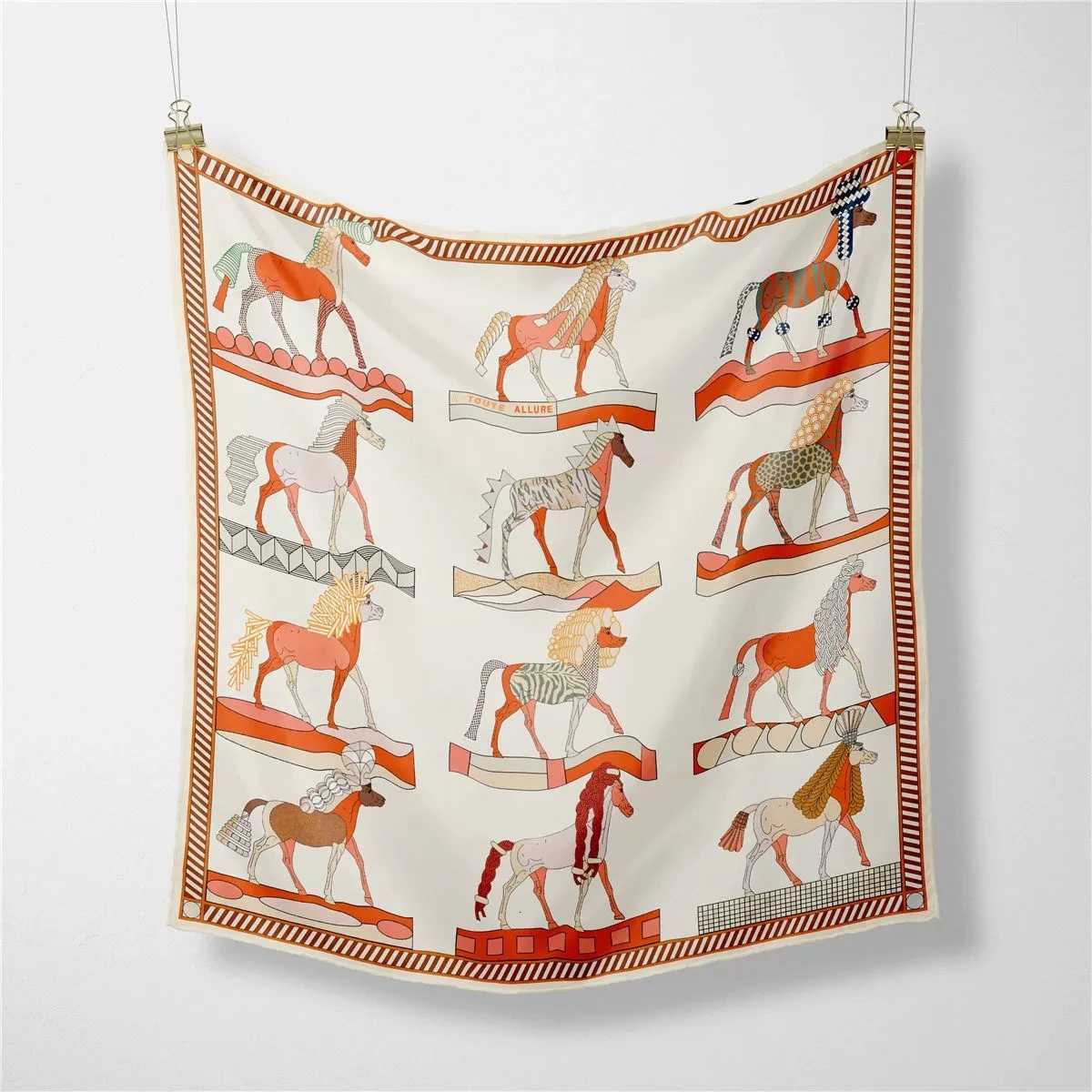 2025 Horse Printed Headband Scarf Women Fashion 53CM Twill Silk Hijabs Neckerchief Decorative Square Scarves Y251224