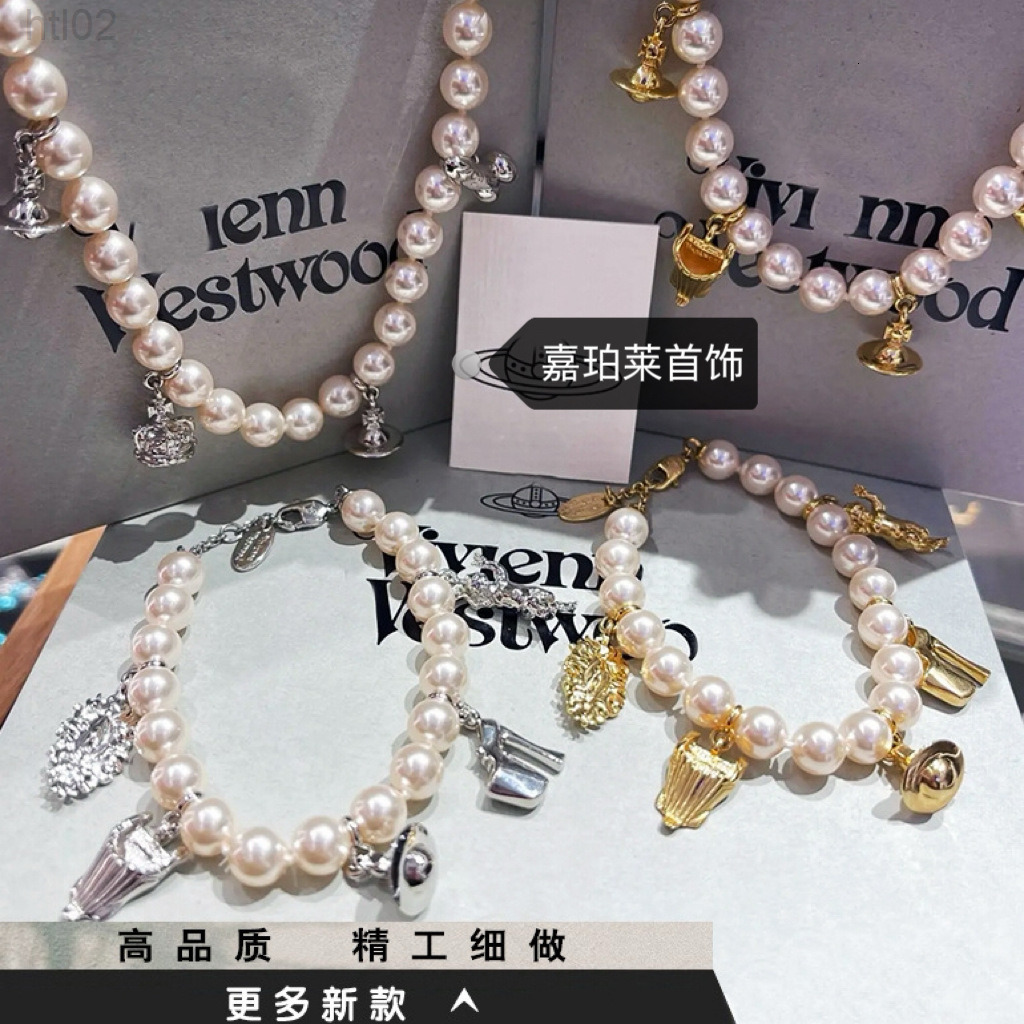 Designer Viviane Jewelry Weswood High-quality Empress High Heels Shapewear Saturn Pearl Necklace Bracelet High-end Personality Swea3123