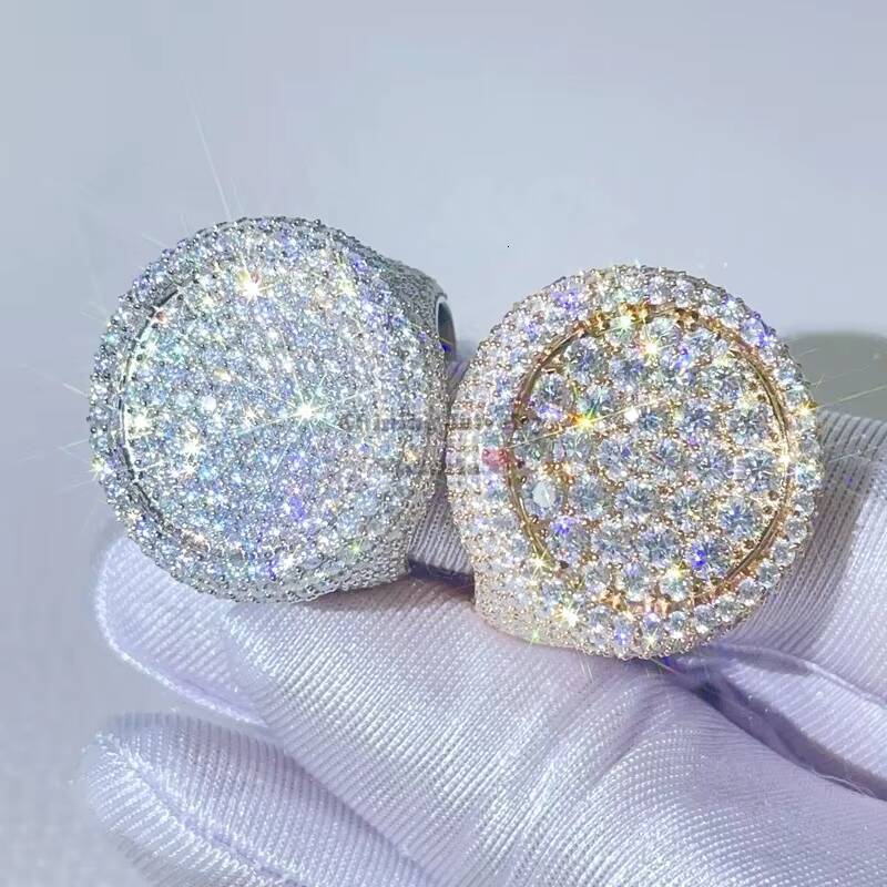 Solid Silver Pass Diamond Tester Hip Hop Iced Out Men Vvs Moissanite Rings 925 Sterling Silver