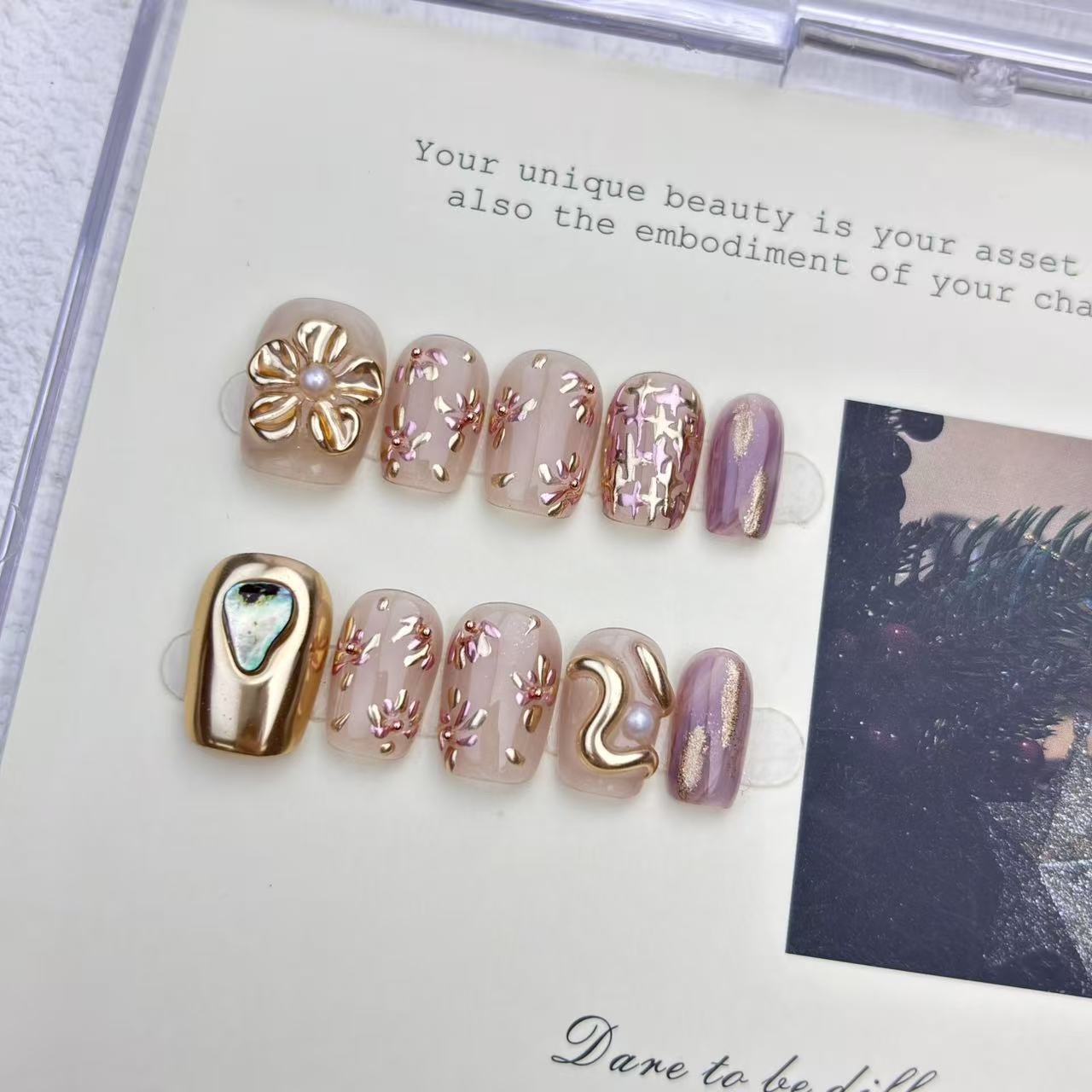 Vintage Inspired Metal Crafted Sunlit Beauty Hand Painted Nails DIY Ornament