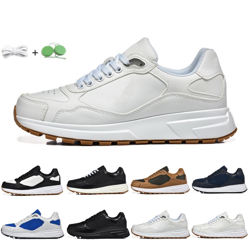 Prax 01 Men Casual Shoes Luxury Designer Sneaker Nylon Brushed Patent Leather Black White Gum Racer Blue Brown Navy Man Platform Trainers Sneakers Jogging Walking