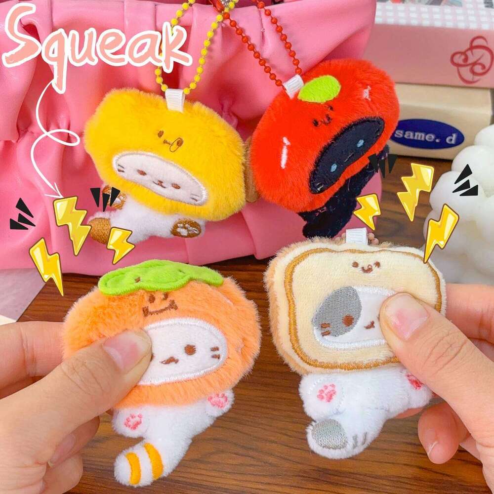 Doll Plush Car Keychain Cartoon Cat Earphone Bag Pendant Accessories X251224