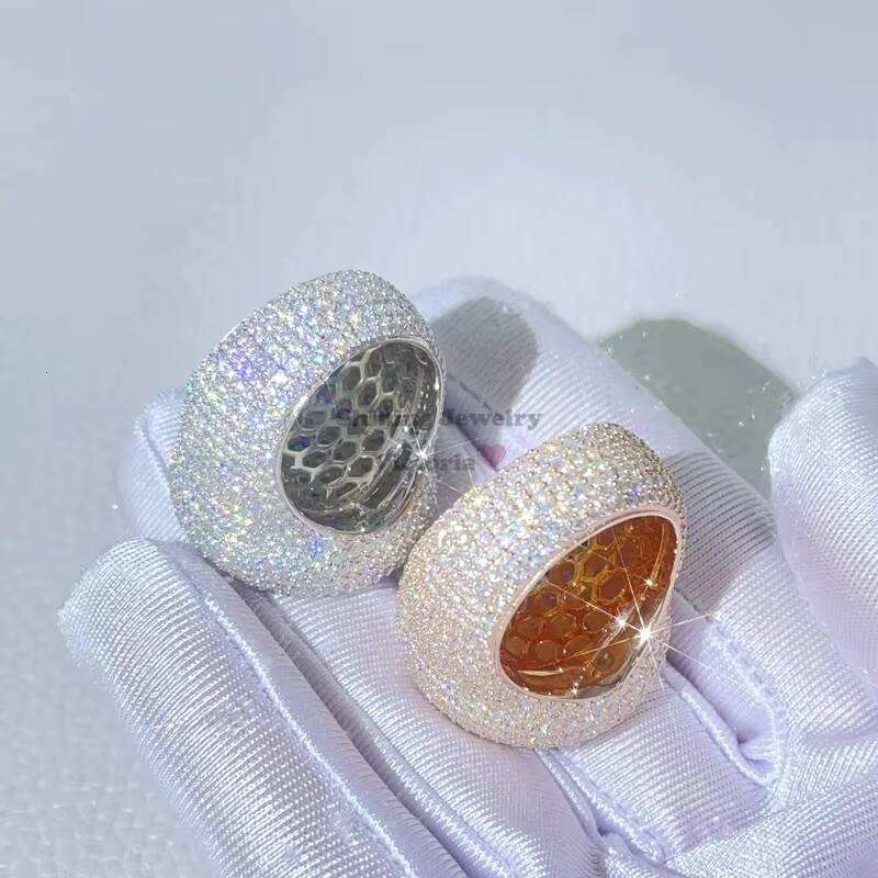 Solid Silver Pass Diamond Tester Hip Hop Iced Out Men Vvs Moissanite Rings 925 Sterling Silver