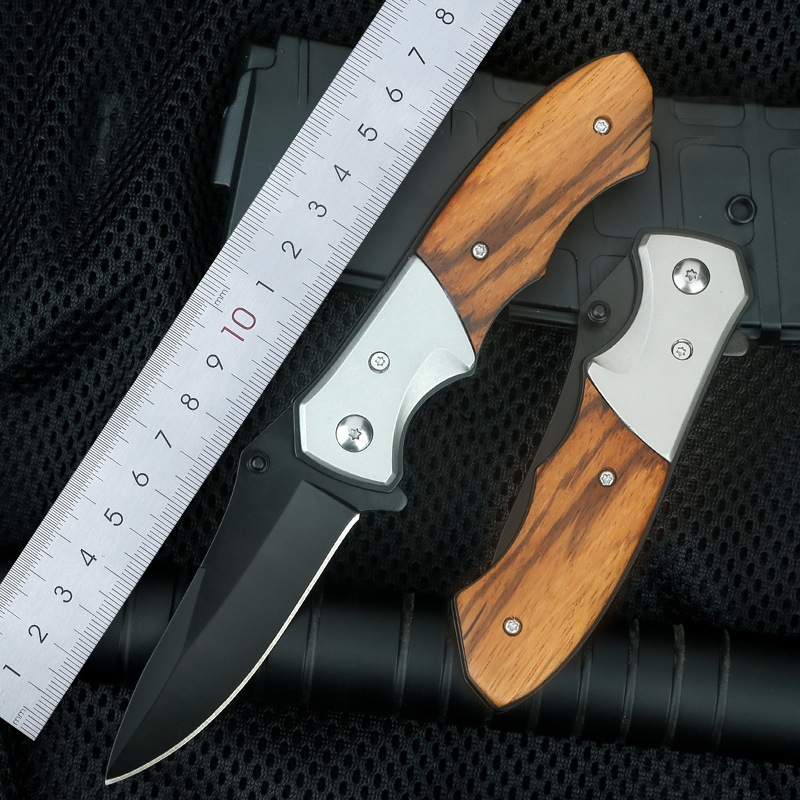 Top-selling DA98 Pocket Folding Knife 5Cr13Mov Blade Wooden Handle Outdoor Tactical Knife Utility Hunting Sharp Multi Tool