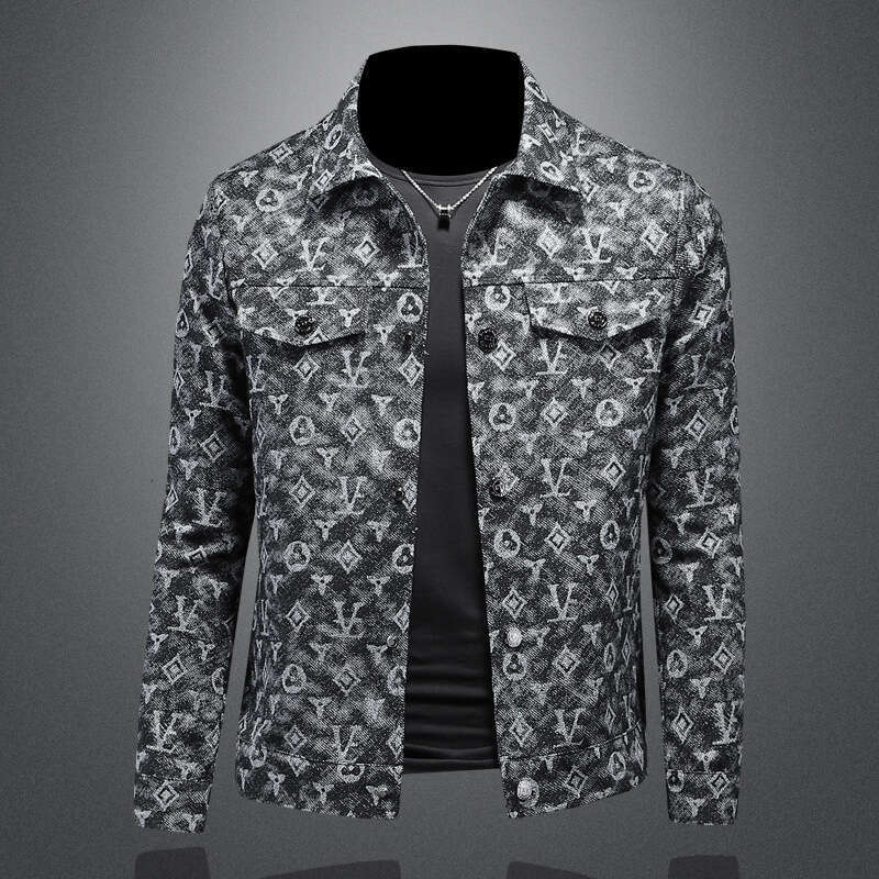 New Arrival Men's Plaid Jacquard Denim Jacket Hip-hop Cowboy Overcoat Luxury Plus Size 5XL