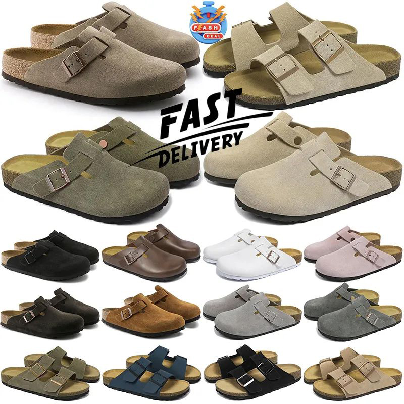 2026 Designer Clogs Sandals Clog Slippers Cork Flat High Quality Birkenstockkes Fashion Summer Genuine Leather Slide Favourite Beach Casual Shoes