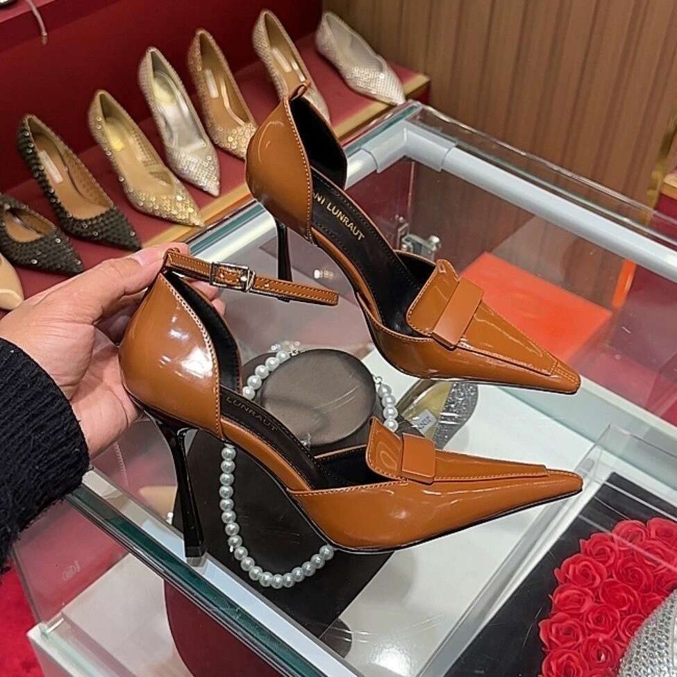 34-42 Plus Size Designer Shoe Brown Pointed Toe Stiletto Sexy Pumps for Women 2026 Spring New Shallow Mouth Elegant High Heels