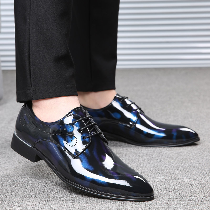 Plus Size Men's Pointed Toe Patent Leather Shoes Lace-Up Formal Business Shoes for Casual Office Wear plus size 38-50