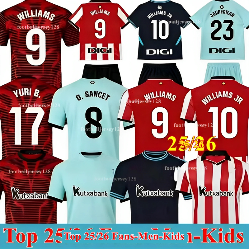 25 26 Bilbao Clubs Soccer Jerseys WILLIAMS JR BERENGUER MUNIAIN O. SANCET 2025 2026 Athletic Bilbao WILLIAMS VILLALIBRE J.GUERRERO YURI B Football Shirt Men Kids Kit