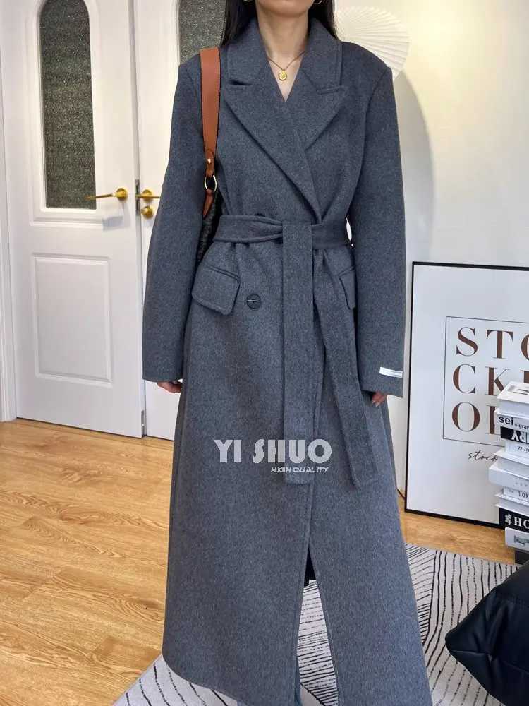 2025 Autumn Luxury Coat Double Brested Thickened Double-Sided Wool Coat Women Xlong Extended Suit Tie-Strap Jacket WomenT251224