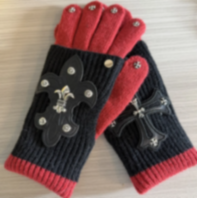 Men's Chrome Gloves Winter Rivets Hip Hop Cool Gloves Luxury Women Cycling Wool Thread Warm Gloves Outdoor Skiing Windproof Gloves