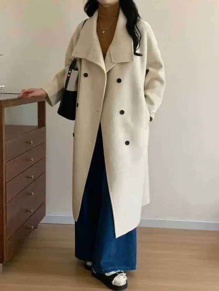 Fashion Double-Sided Cashmere Coat For Women In Autumn And Winter 2025 New Hepburn Style Woolen Long CoatT251224