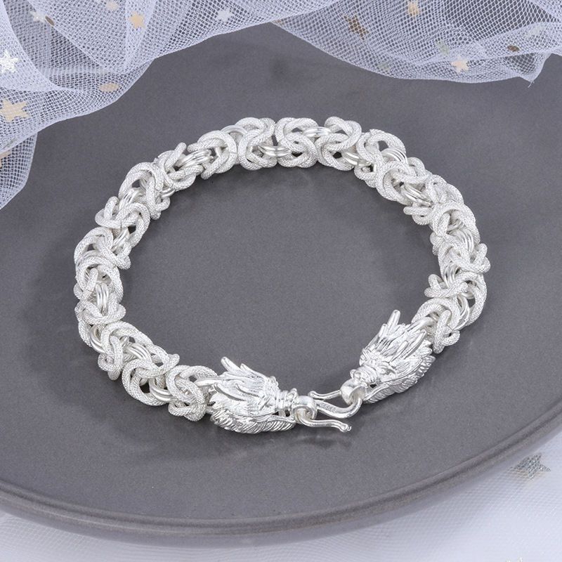 Double Head for Men, Bold Fashionable Personality Trendy Men's Versatile Live Cuban Chain Dragon Bone Necklace Hip-Hop