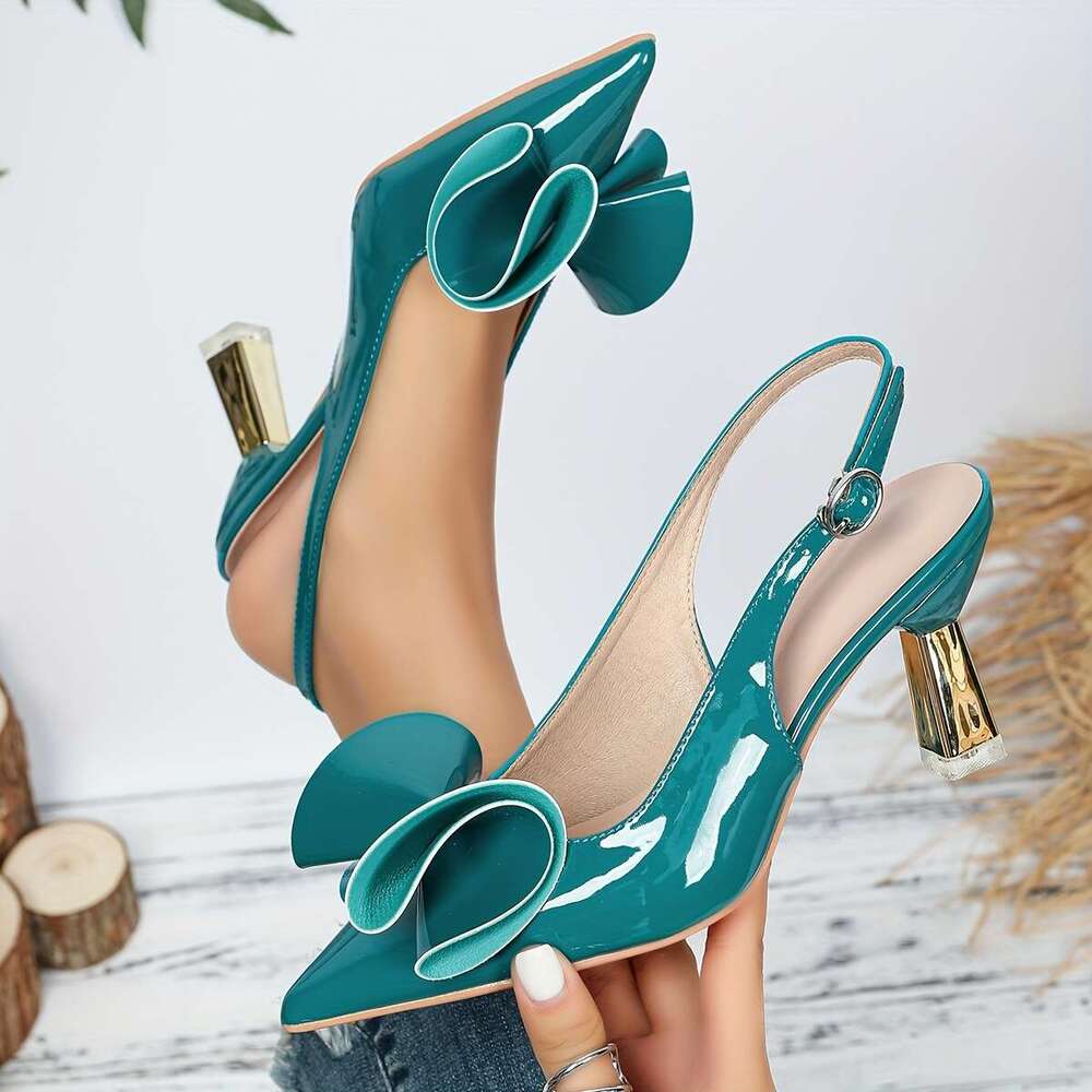 Single Shoes Are Comfortable Lightweight With Elegant Trumpet Flower Pointed Tips And Summer Shallow Mouth Heels MOJIDASHU