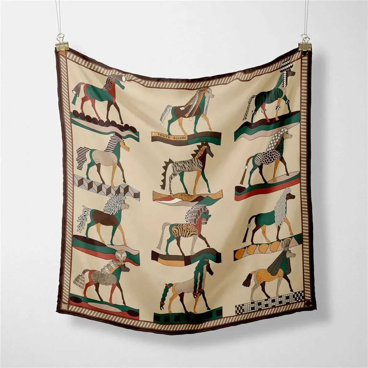 2025 Horse Printed Headband Scarf Women Fashion 53CM Twill Silk Hijabs Neckerchief Decorative Square Scarves Y251224