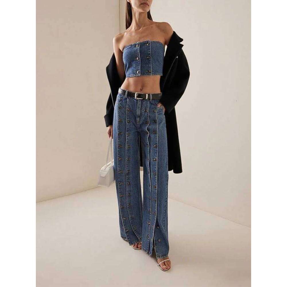 Women's Spring Autumn Stylish Button Jeans Pants 2025 New Denim Long Vintage Trousers Woman Bottoms Clothes for Ladies X251224