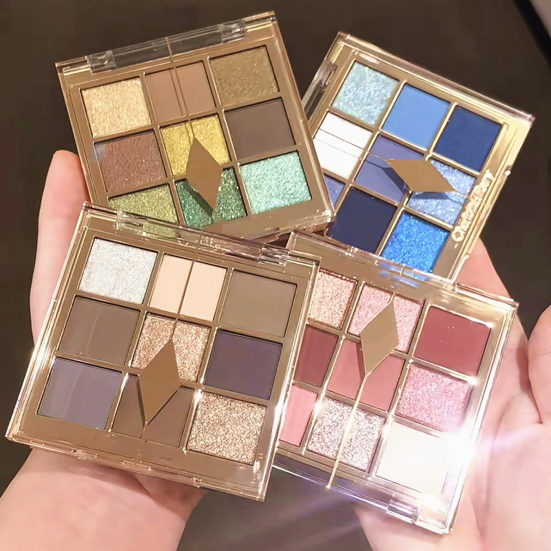 9 Colors Eyeshadow Palette 9g Glitter Eye Shadow Super Neutral Sensual Sunset Pink Love Denim Dimension Digital lilac Eye Makeup
