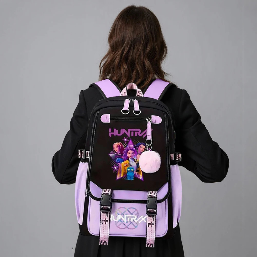 For Demon Hunters Backpack Slayer School Backpack Rumi Mira Zoey Fans Bag For Kids Boy Girl Teens Men Women Laptop Usb Port Bags 251217
