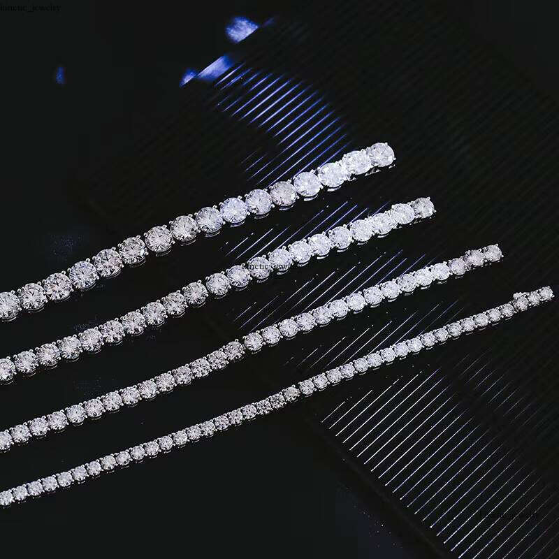 VVS Moissanite Fashion Jewelry Bracelet S925 Silver 2.0mm D Color VVS Silicon Stone Tennis Chain 6 6.5 7 Inches 7.5inch 8inch