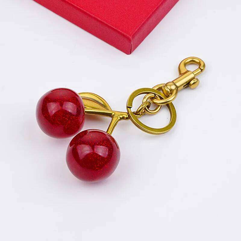 Charm Handbag Keychain for Women's Exquisite Internet-famous Crystal Cherry Bag Accessories High-Grade Pendant X251224