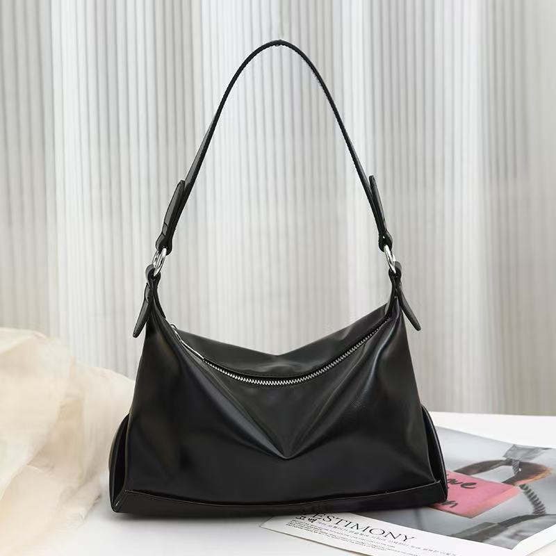 2024 Handbag Leather High-Capacity Commuting Fashionable Suede Tote Vintage Top Handle Retro Shoulder Bag